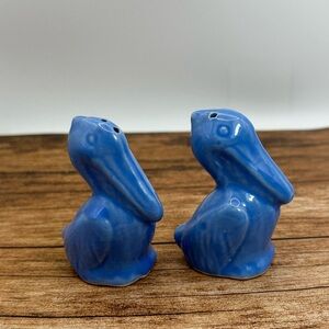 Blue Ceramic Pelican Salt and Pepper Shakers